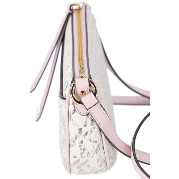 Michael Kors Dover Small Half Moon Crossbody Vanilla Pink Powder Blush Multi - Picture 2 of 5